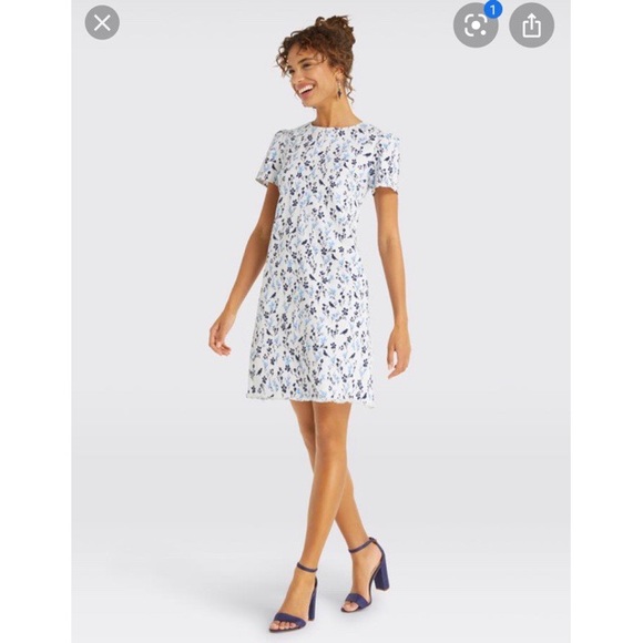 Draper James | Dresses | Draper James White Floral Denim Shift Dress ...